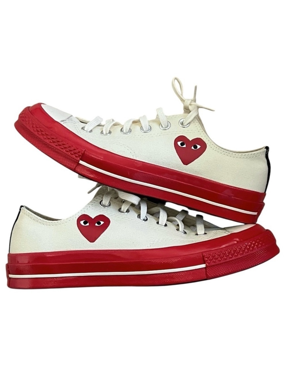 Comme des Garcons Play x Converse Red Sole Low Top Off White Sneakers US 8